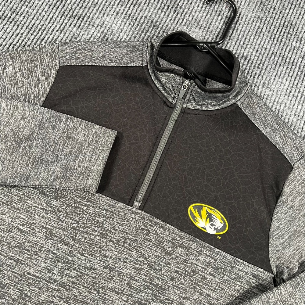 Missouri Tigers Pullover Sweatshirt Mens Medium Gray Long Sleeve 1/4 Zip Mock